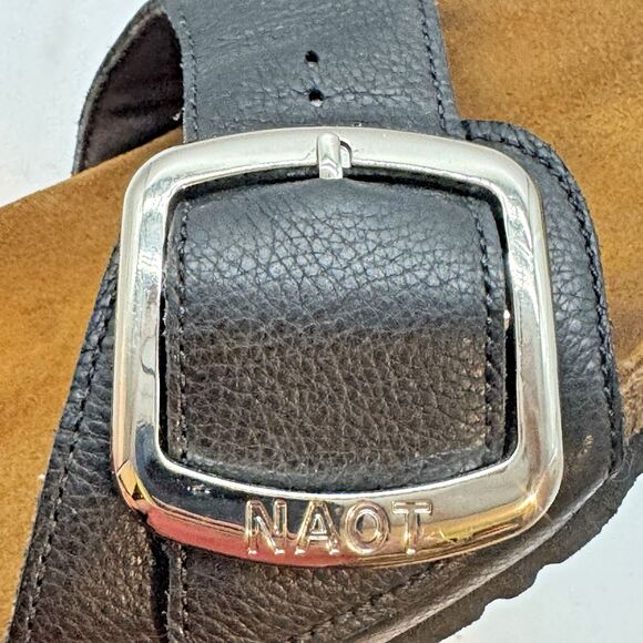 Naot Maryland Soft Leather Slides Men\'s 9 - EU 42 Black Big Buckle Cork Sandals main image 7